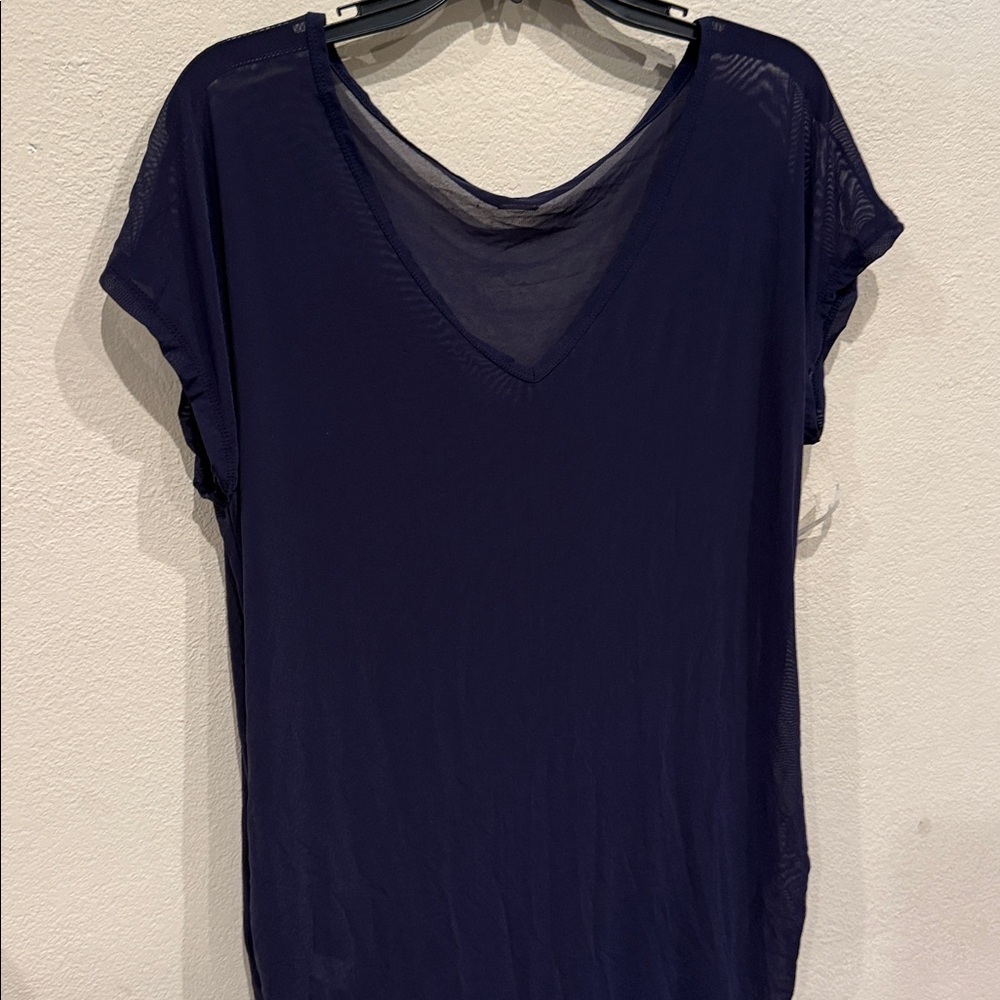 Anne Cole Navy V-Neck Sheer Panel Swim Coverup